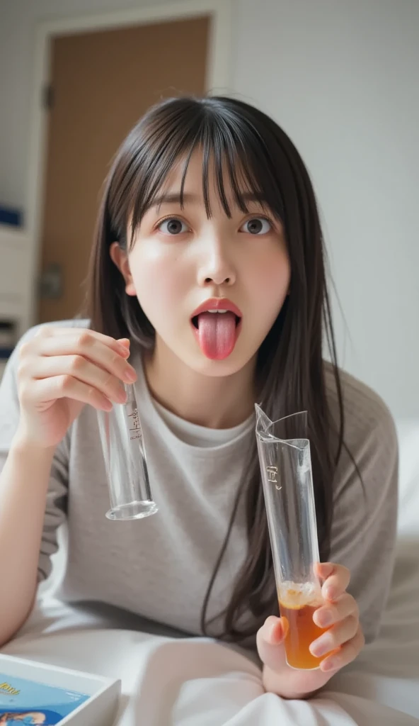 score_9,score_8_up,score_7_up,best quality,ultra detailed,absolutely resolution,1 beautiful Young girl,glasses,black hair,straight hair,large breas, sailor suit long sleeve+cleavage,erection of nipple,collar,(Smile+open mouth+out tongue:1.5),(excessive bukkake+excessive cum+cum in mouth+cum in hair+cum facial+cum on body:2),from above,upper body,looking at viewer,Restroom