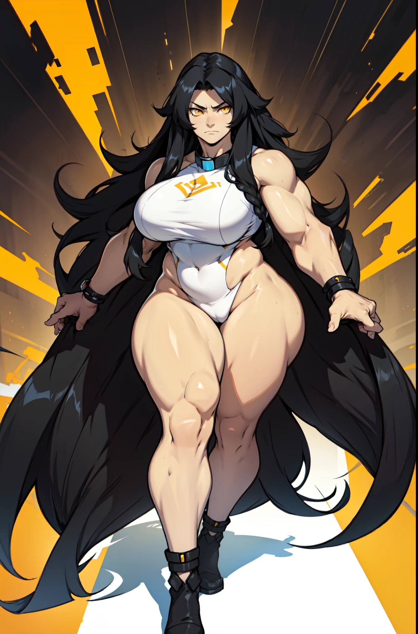 sethstf ,yin yang ,neon trim ,halo ,hair rings, full body, huge breast curvy smile