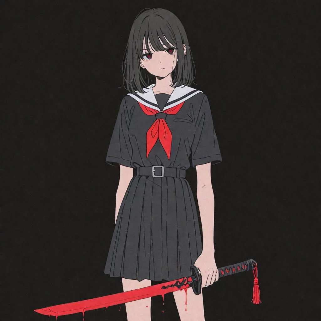 Little People Series, Yuki Osanai, Bob、Shortcuts, cropped black hair, bangs, Slanted Eyes、(Red gradient eyes:1.2), Expressionless、((Red cheeks))、Young、Short、(Trembling)、((Small breasts))、(avenger、murderer、Serial killer)、Holding a weapon such as a crowbar、Bathing in blood、Bloody clothes、Blood dripping from the forehead、(No underwear)、Blood tears、
break , Open the chest、 Visible valley, Blood-stained body and face、Blood-stained white sailor suit,Around town、Night Sky、Starry Sky、
break、Around townを歩く、Hug viewers、Spread your arms、Wide-open sailor suit、Hair fluttering violently in the wind、(Embrace viewers)、
masterpiece, Highest quality, High resolution, unity 8k wallpaper, (Beautiful attention to detail:1.6), Highly detailed face, Perfect lighting, Highly detailed CG, (Perfect hands, Perfect Anatomy,Perfect five-finger),Full body portrait、