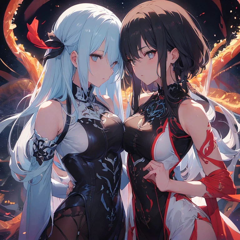 girl,full bodyesbian,(详细的脸:1.2), Pure background,tmasterpiece, , Medium hair, whaite hair, Naoao, middle parted bangs, Red eyes,beast ear