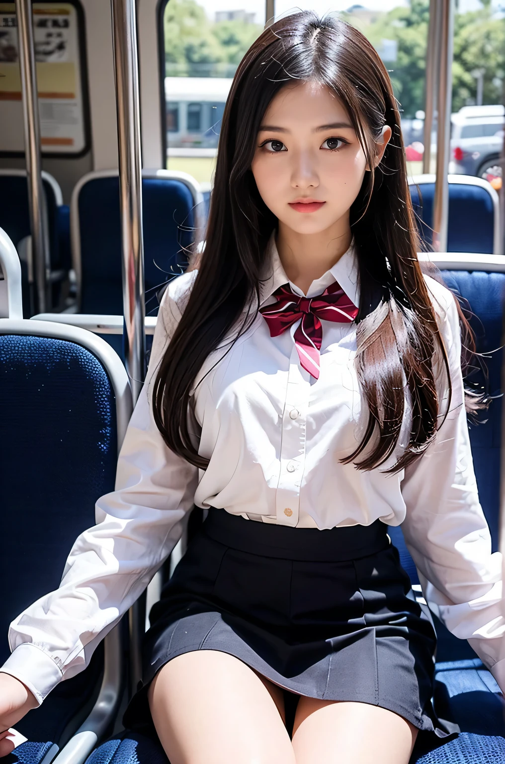 (realistic:1.3), face with shadow, Depth of the bounds written, school uniform,
beautiful detailed illustrations,great art,(((very detailed))),
One girl sitting,bangs,high school girl,sleep,closed my eyes,white panties,skirt,
cowboy shot,From before
,(((very detailed))),in the train, a young woman is sleep contentedly. Through the gap between her legs and skirt, I can see her panties. The vehicle is shaking, Her calm expression and calm breathing are、It creates a peaceful atmosphere
,(((very detailed)))