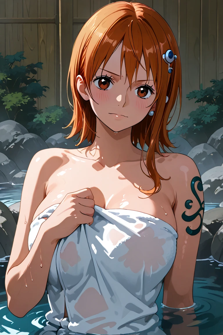 (masterpiece, best quality), ((1girl, solo, long hair)), Ishmael_limbus, innocence expression, bare arms, bare shoulders, bare neck, watercolor, sundress, liquid clothes, water, waves, water dress, blue_theme, night, mist, dark, sharp focus, sea, see-through dress, orange hair, (nsfw:1.5)