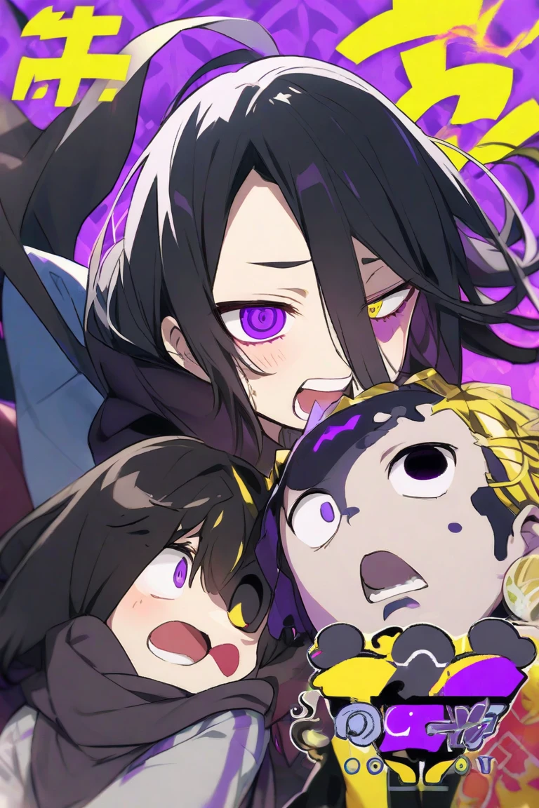 Anime style, vampire boy, alucard, metalhead boy, extreme long hair boy, close face, pale, anime style, Mouth piercing, chain from mouth to ear