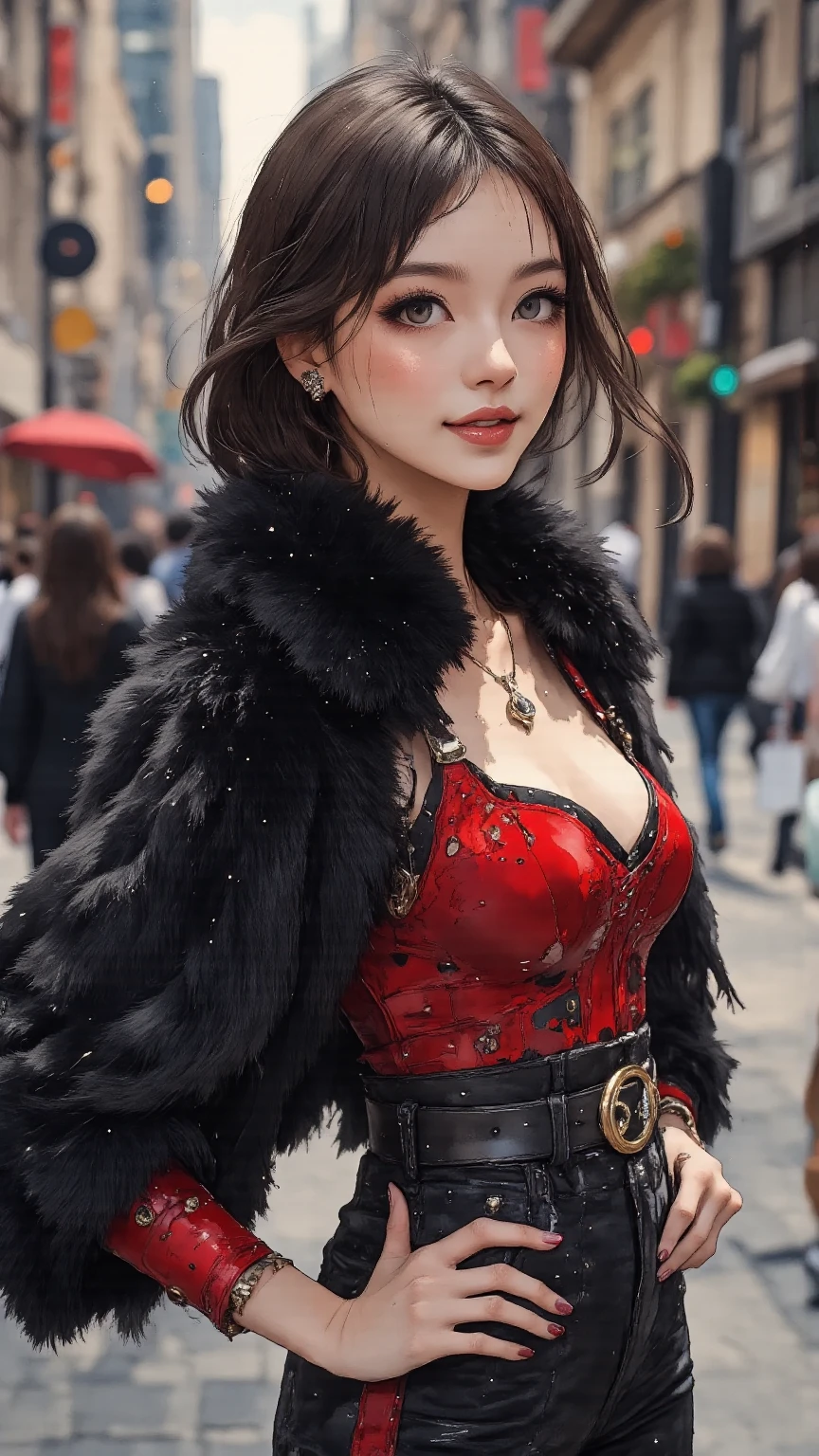 Cat wearing hat and scarf, Trendy Art Station, Punk outfits, Detailed hyper-realistic rendering, British gang members, Street style, Threatening Posture, Cat Planet, fashionable costume, City Warrior, Meow, West Slavic characteristics, 8 1 5