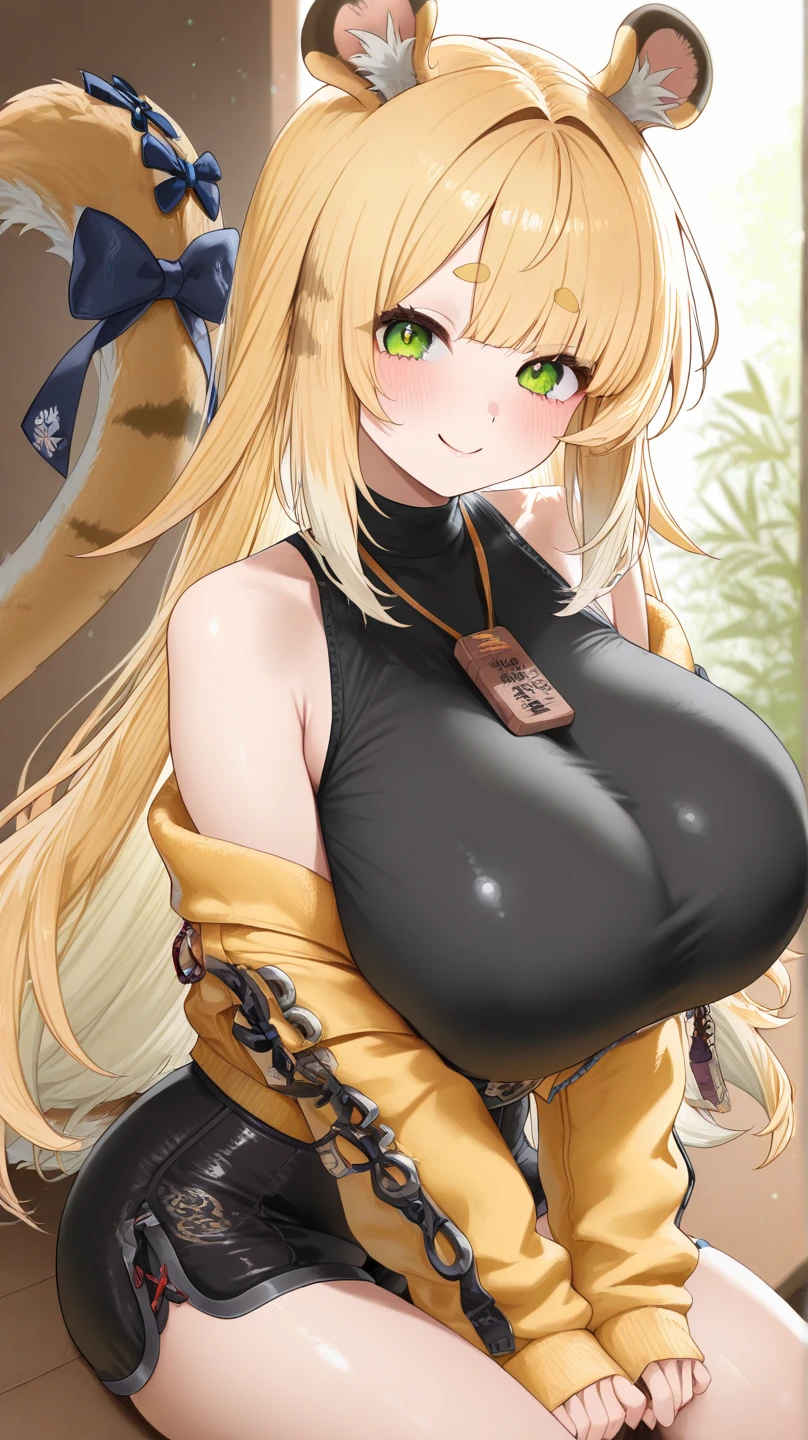 gyaru ,huge breast, bodycon, sexy, blonde hair, tan skin, leopard print, solo, 1girl,high quality,highres, long hair,standing,holding breast,upper body,