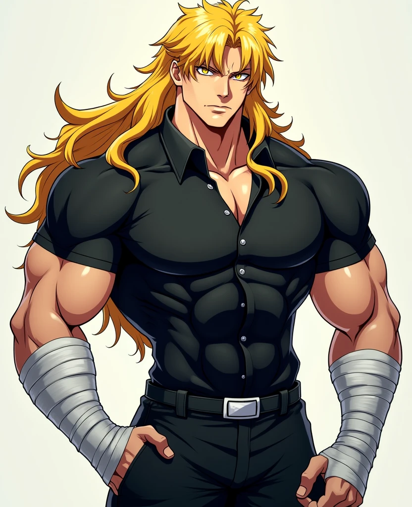 Big muscular man, anime maid uniform, blonde long hair, romantical, big muscles, kind face, cute