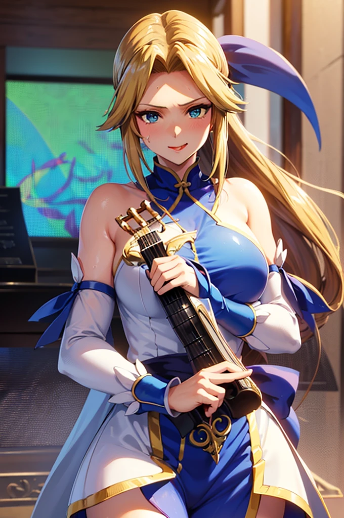 Alice Synthesis Thirty, SAO, singing, perfect face, beautiful proportions, microphone to mouth, one, beautiful blonde hair, beautiful splash,