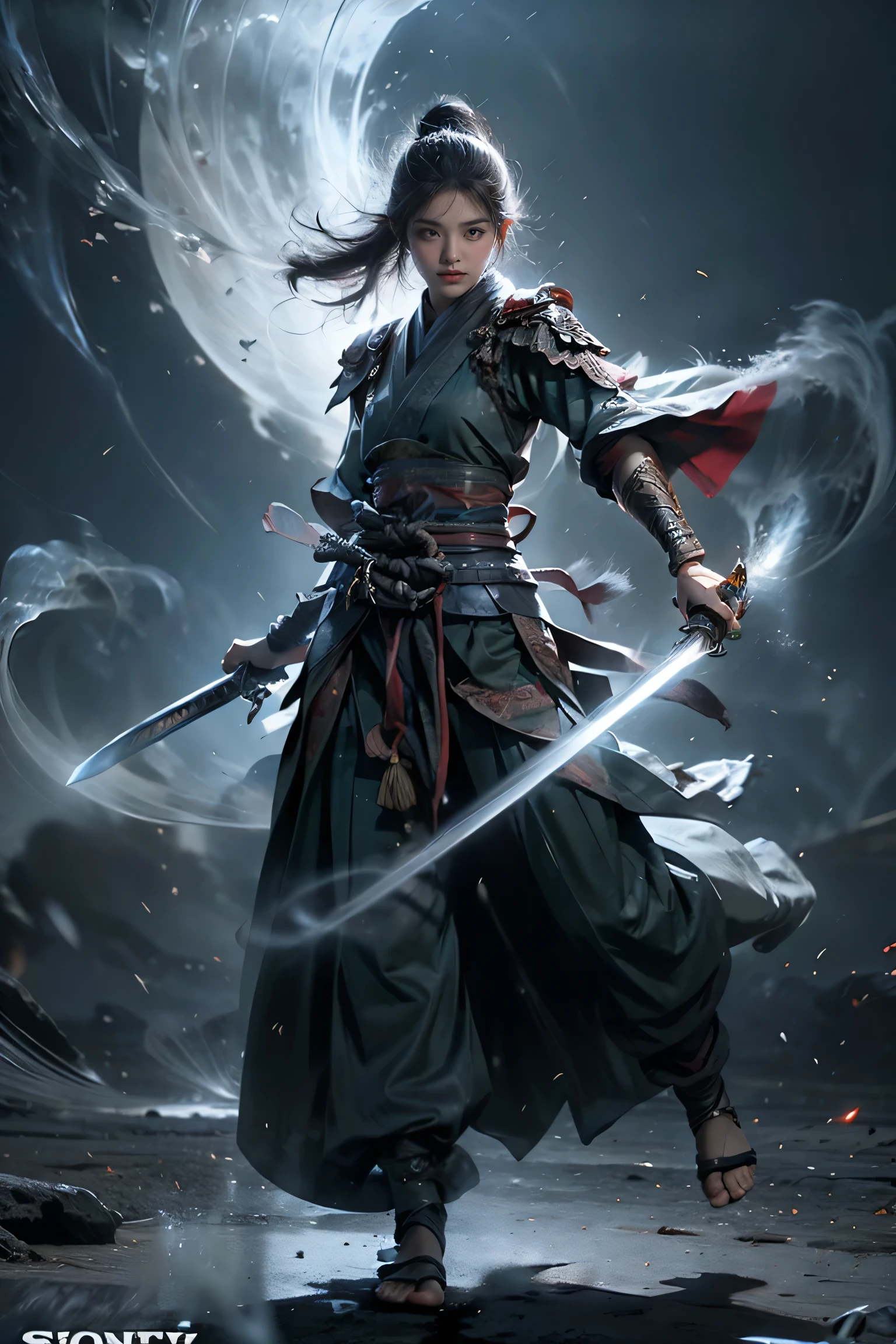 mahakarya,16k,kualitas tinggi,karya seni dari,Jiwa tempur, 1 gadis ,tema merah,kabut asap,senjata mengambang,long sword,lampu terang,A bright background,sweety face, wajah halus,Tekstur hidup,Photo taken with Sony camera,Cinematic lighting,full body lesbians, tampilan dekat, melihat pemirsa,Asian face shining eyes as if expressing happy haru,buat sangat hd