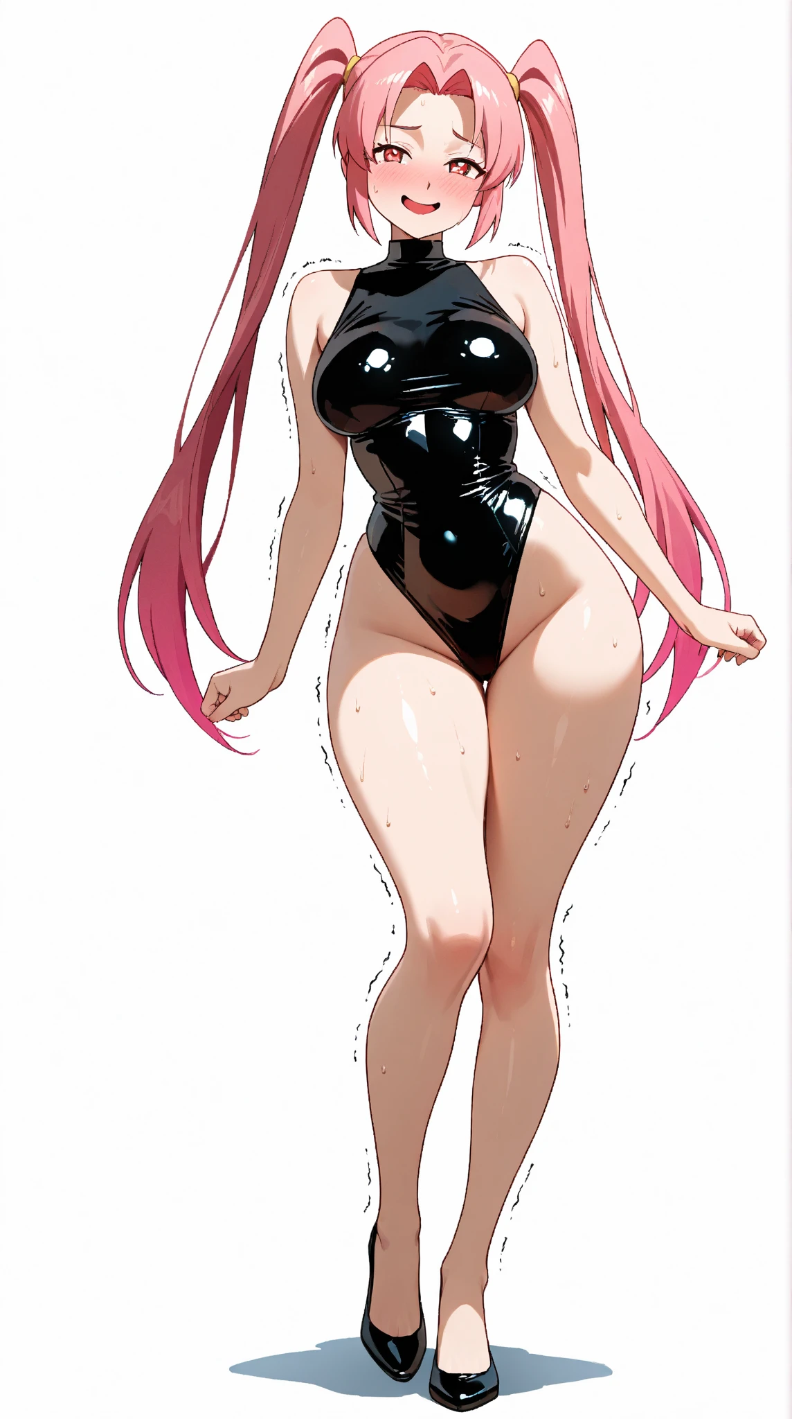 Masterpiece,Beautiful adult woman ,Megurine Luka,Big Breasts,Bunny girl,High leg black outfit,Pink long hair,blue eyes,Embarrassed expression,blush,Back view,Ass closer,Sexy々A pose,Bedroom,Complete human body