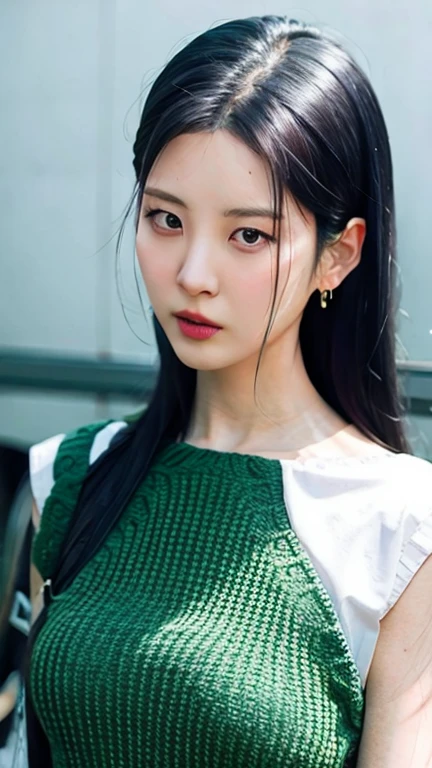 A long-haired woman wearing a black dress and a green belt, Nam Jae Yeon, Portrait of a Korean female idol, Lee Ji-eun, Lee Ji-eun, Yoshitomo Nara, Stopping distance - minutes, Huang Shishi, Black-haired Ishidaho, Larissa Manobar, Chiho