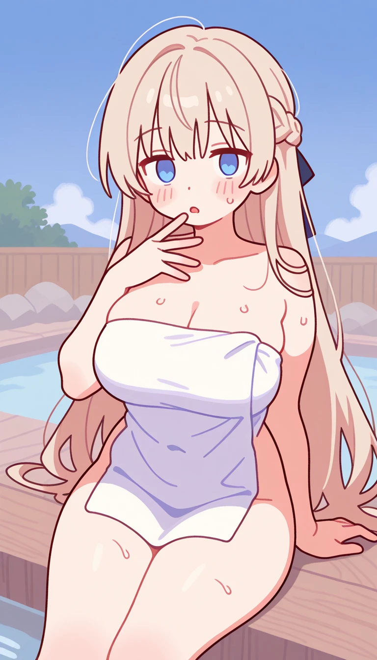  1girl, nsfw, endou_me, sanpaku, (black eyes:1.4), blonde hair, long hair, hairclip, crying, empty eyes, Candy, large breasts, nipple, Walking, Cooking Classes, frozen, Wet, crying, Naked, (1girl) Blank look, Peeing, lactation, projectile lactation, sea