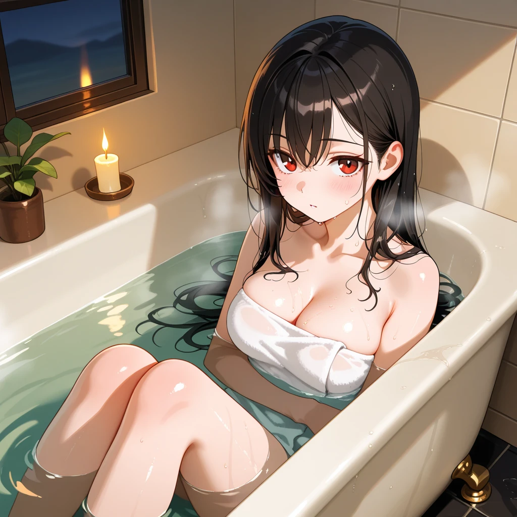 Swimsuit, Shibuya Rin, brown hair, long hair, White swimsuit, One piece swimsuit, Watery eye, Punishment, Crying face, scream, I am in agony, Desperately struggling, Like a TV show, whole body, shame, Taking a bath,Bathtub,hot water bath,steam, whole bodyが水槽の中, Bright red skin, Withstands the heat, Being boiled, Hot Water Commercial, The challenge of withstanding boiling water, Boiled in a pot, Wet and see-through,Ironing