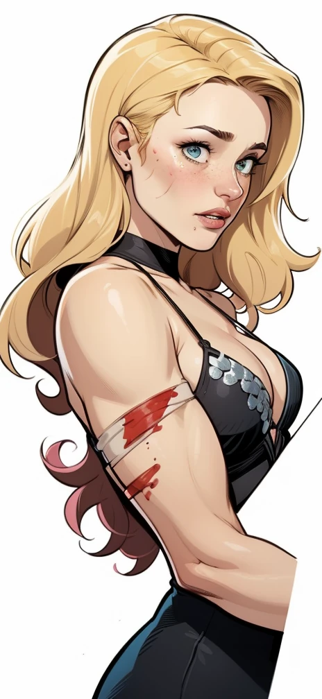 Lady deadpool , busty. Swords. Blonde. Nude, nsfw. Sexy pose