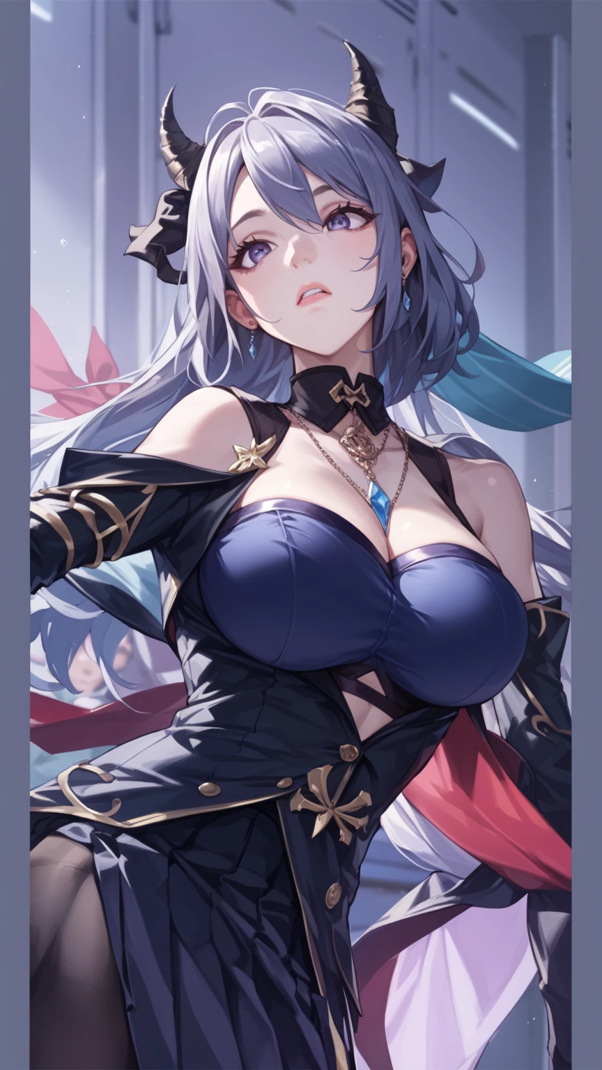 (in hotel, masterpiece, best quality:1.2), 1girl, (holding baby, hold infant), waving hair, estrus, sweet temptation, lingerie, ((elbow gloves))