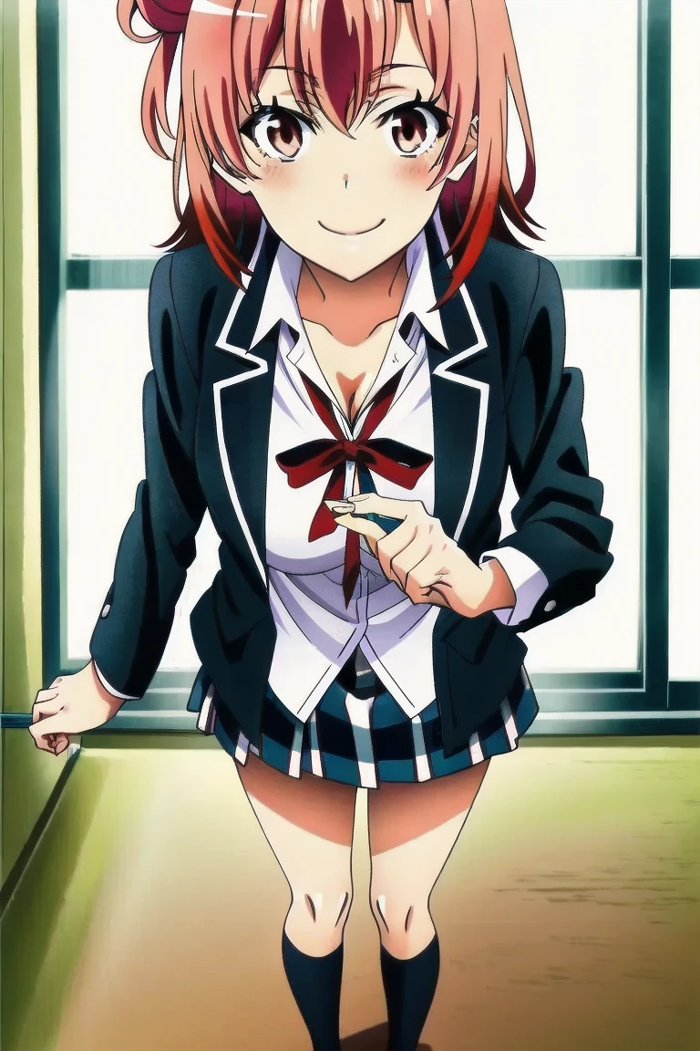 Maki Nishikino、One Girl, Five Fingers, mini skirt, Looking down at the viewer, highest quality, Focus on the thighs, Dynamic pose, smile, blazer, blouse, Embroidered panties, Standing Split, classroom, Black Hair, Stylish pose,Thick thighs、My crotch is steaming 、Spread your legs
