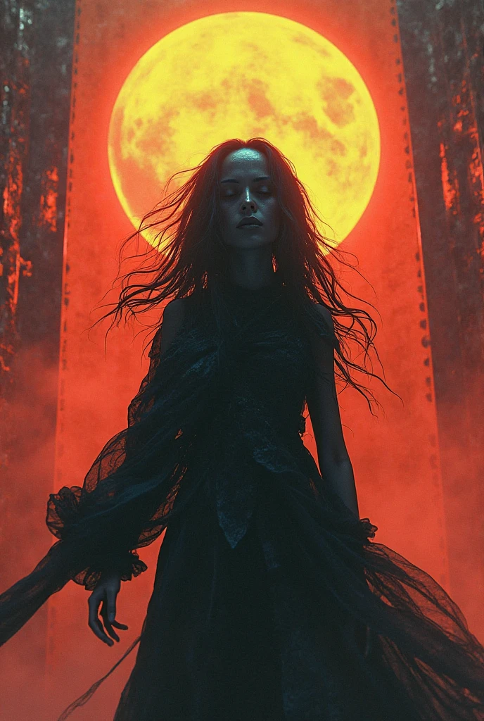 ((masterpiece), (Highest quality), 超High resolution, (RAW Photos:1.2), (Realistic:1.4), Excellent detail, Dramatic lighting, High resolution, 8K, Absurd, alone, Portraiture, Dark Theme, Pitch black, (Red Sky:1.4), Red Moon, ((full moon)), (vampire wings:1.5), forest, Tall tree々, rocky road, Are standing, ((vampire)), (city:1.6),
CN Girl 5, One girl, (See-through:1.3),((blue eyes)), Long Hair, Black Hair, Bare shoulders, Off the shoulder, Earrings, alone, Black Hair, belly button, Dark Red Accessories, necklace, vampire black cape, View your viewers, Medium chest,