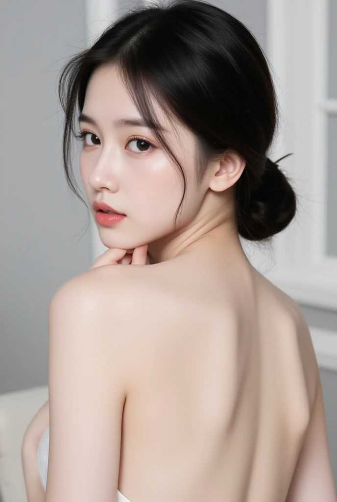 beautiful indonesian girl, ((8 years old)) ((perfect body anatomy)), ((very small breasts size)), ((high ponytail)), nude pose, bitch pose, naked pose, on rape pose, Very cute like a baby face, masterpiece, top-quality, 8K, in the office's room, UHD