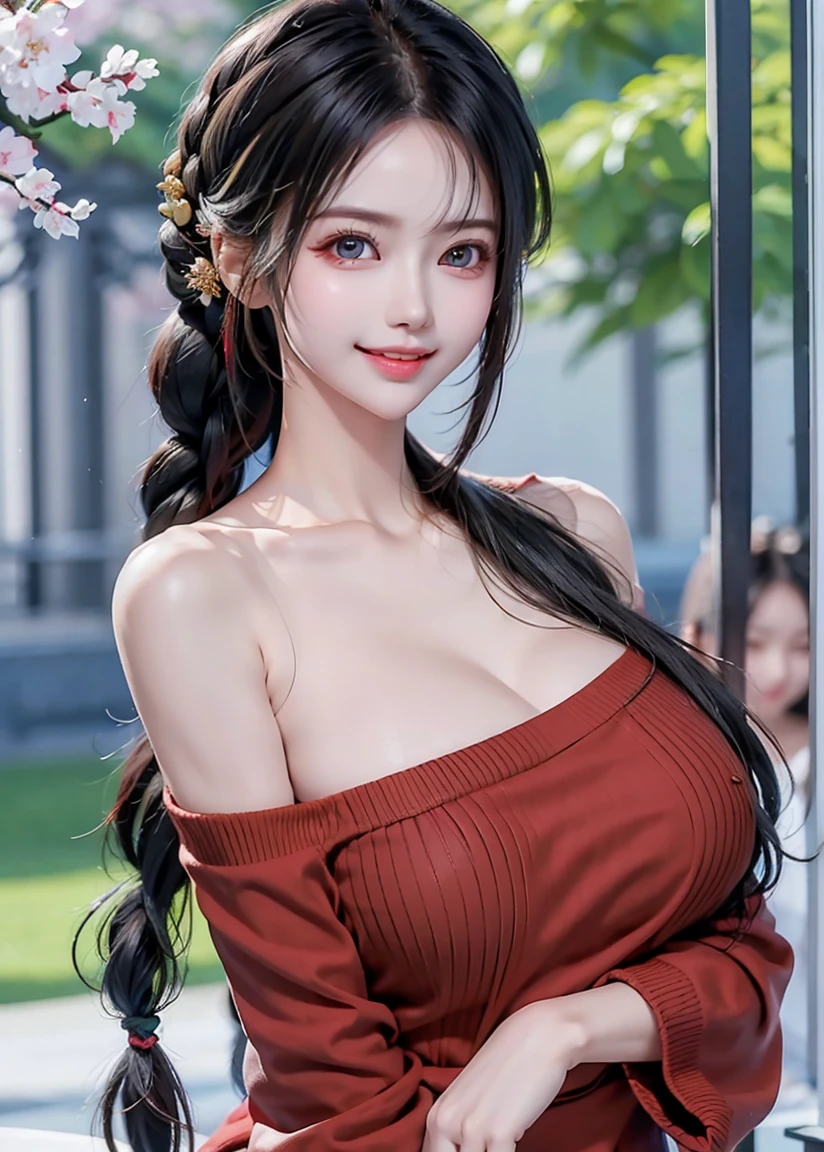 There's a woman 19 years old who is posing for a photo (wearing a sexy Red cheongsam), (Red) Retrato de Sophie Mudd, girl portrait, soft devil tail cerveza madison, violeta myers, hermosa cara latina, (details face: 1.5), :: (((((long straight hair))))), spoiled smile, brown hair and a perfect body, (((perfect big breasts))) (((blue eyes))), cara perfecta, brown hair and big eyes, Kailee Mandel, gran belleza diferente poses, cara de angel, (twilight sky) outdoor