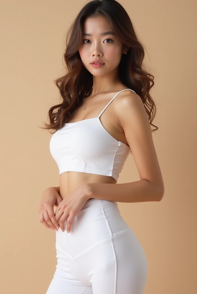 The beauty of 8K raw photos:2.0, Japanese woman, short hair, great face and dark eyes, looking down, looking at the viewer:1.5, big smile, wet hair, spread the legs wide, tiny top, (swim wear:1.2), shinny skin, realistic:1.9, very detailed, cowboy shot from bottom:1.2, High resolution RAW color photos, professional photos, Taken at the studio, plain wallpaper, girl sexy portrait