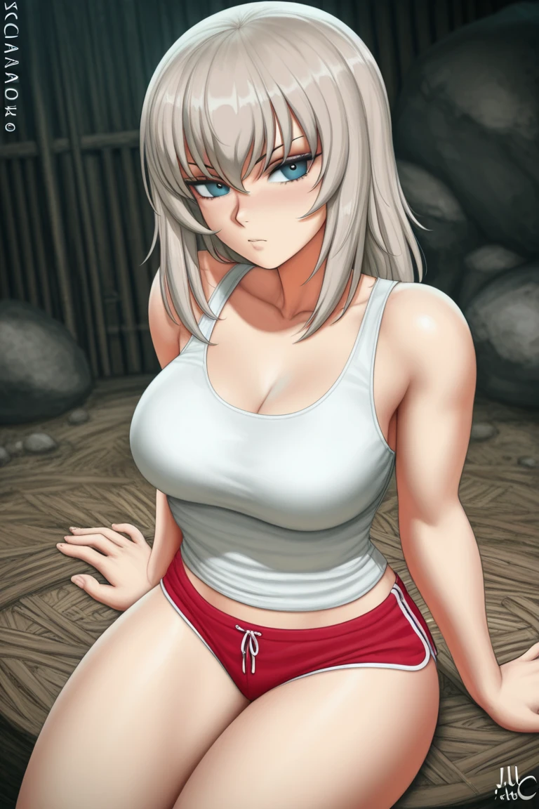 quality、Limbs intact、Complete fingers、Slim and beautiful、a 25 yo woman、Woman with white hair、Straight haired woman、beautiful plump woman、((Woman in black micro bikini))、luxury inn、dewchi、steamy、natta、moon full、lit up、Be red in the face、naughty pose、wet texture、Hefty Smile