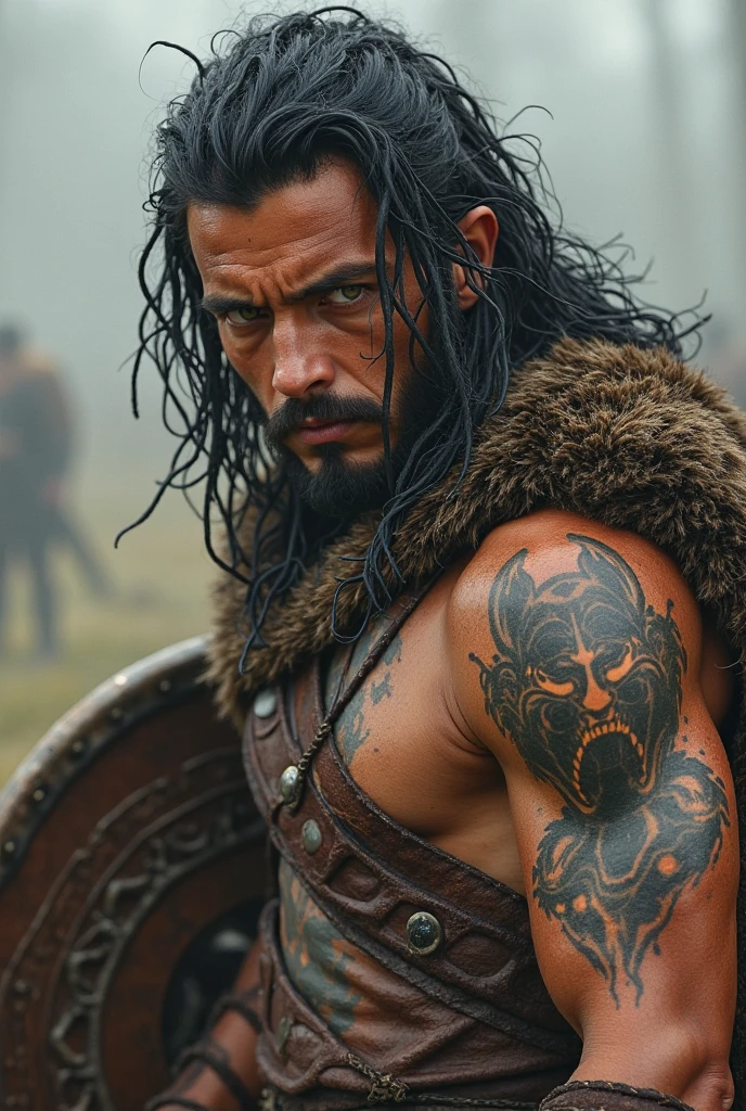 A man with a naga tattoo on his waist