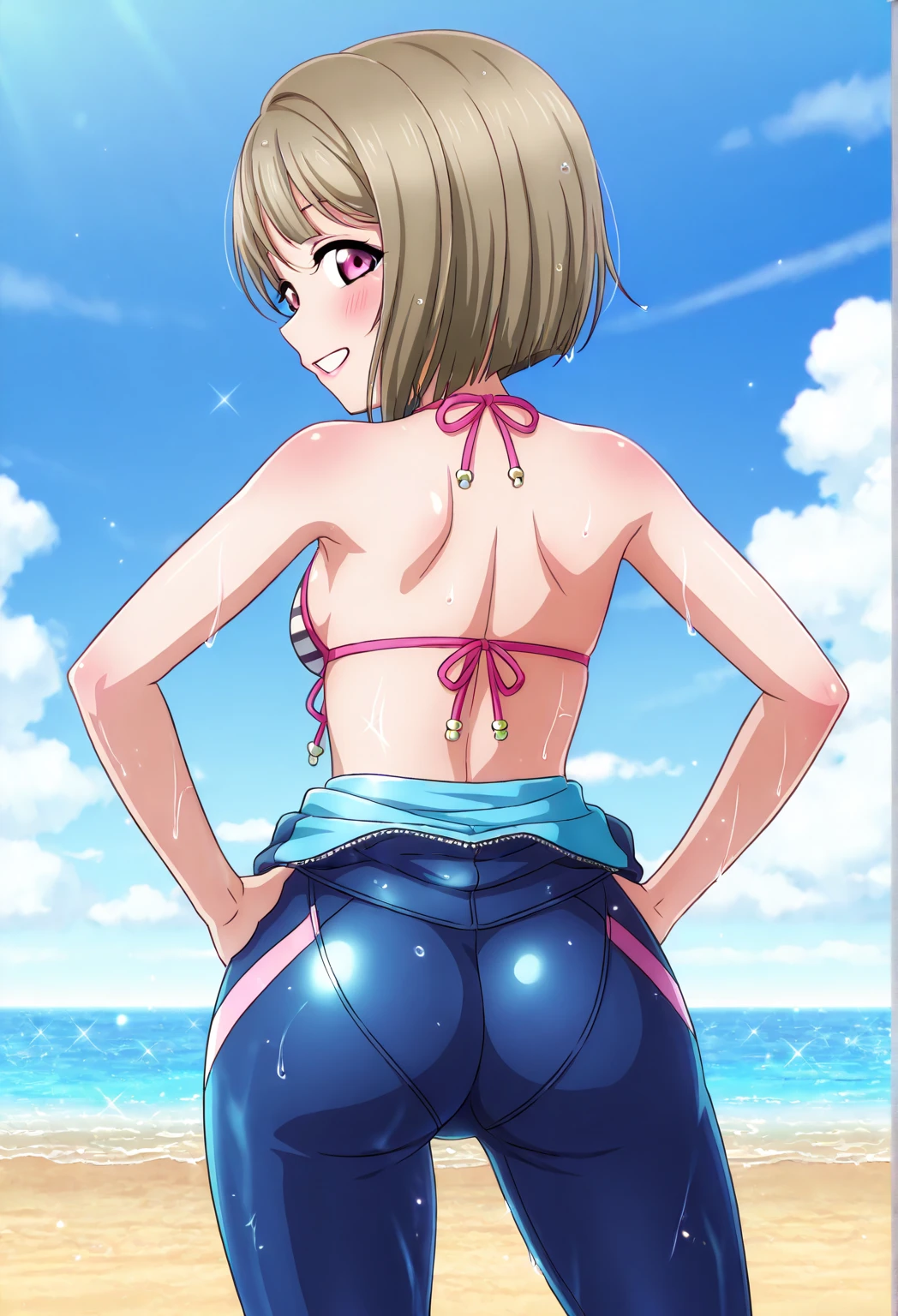 Koizumi Hanayo, ,Big Breasts, ,Cowboy Shot , smile ,In the locker room , I can see your butt from your thighs Micro Bikini Spread your legs Almost naked Bitch Ahegao Inviting ejaculation Genitalia close-up