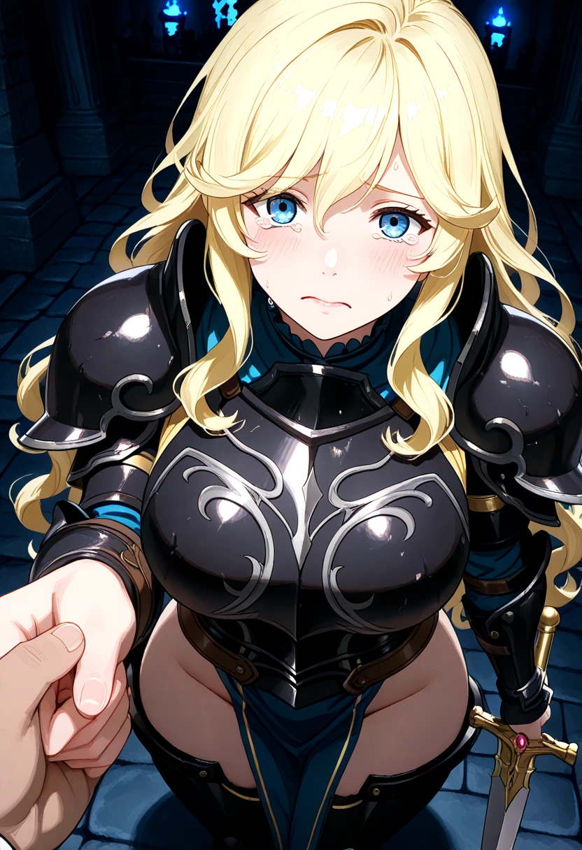 ((Broken Paladin Armor)),((1girl in:all-fours)),((1 boy:Grabbing a woman's waist)),(One guy),((SEX)),((doggy style)),((Doggy sex)),A detailed face,Beautiful expression,beautidful eyes,(is crying),(Motion Blur),(wet skin and hair:1.2),(Sweaty body:1.2)、(blush:1.22)、(Heart-shaped eyes:1.1)、(Heart shaped pupils:1.1),(Heart shaped pupils:1.11),(heart on eyes:1.19)、(droolng:1.2)、gold, Blonde hair, two side up]
