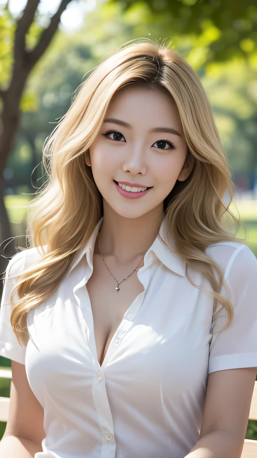 Highest quality、High resolution、8k wallpaper、Dense and beautiful eyedium hair、(Beautiful breasts:1.3)、Natural color lip、20歳のwoman、woman、Blonde、smile、Semi-long hair、Hair tied up、Wearing a white T-shirt、Wearing a necklace and earrings、restaurant、indoor、Stylish、Wearing a cardigan、Sitting in a chair、sexy、They are clapping and laughing loudly.