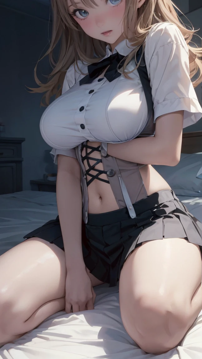 highest quality、All limbs、full finger、Slender beauty、straight hair、brown hair、Dereste、green, white and purple idol costume、high socks、beautiful big breasts、live stage、big smile、((tits、nipple、no panties、live stageで性的誘惑してる、I'm inviting you to have sex))、Love juice dripping from the pussy