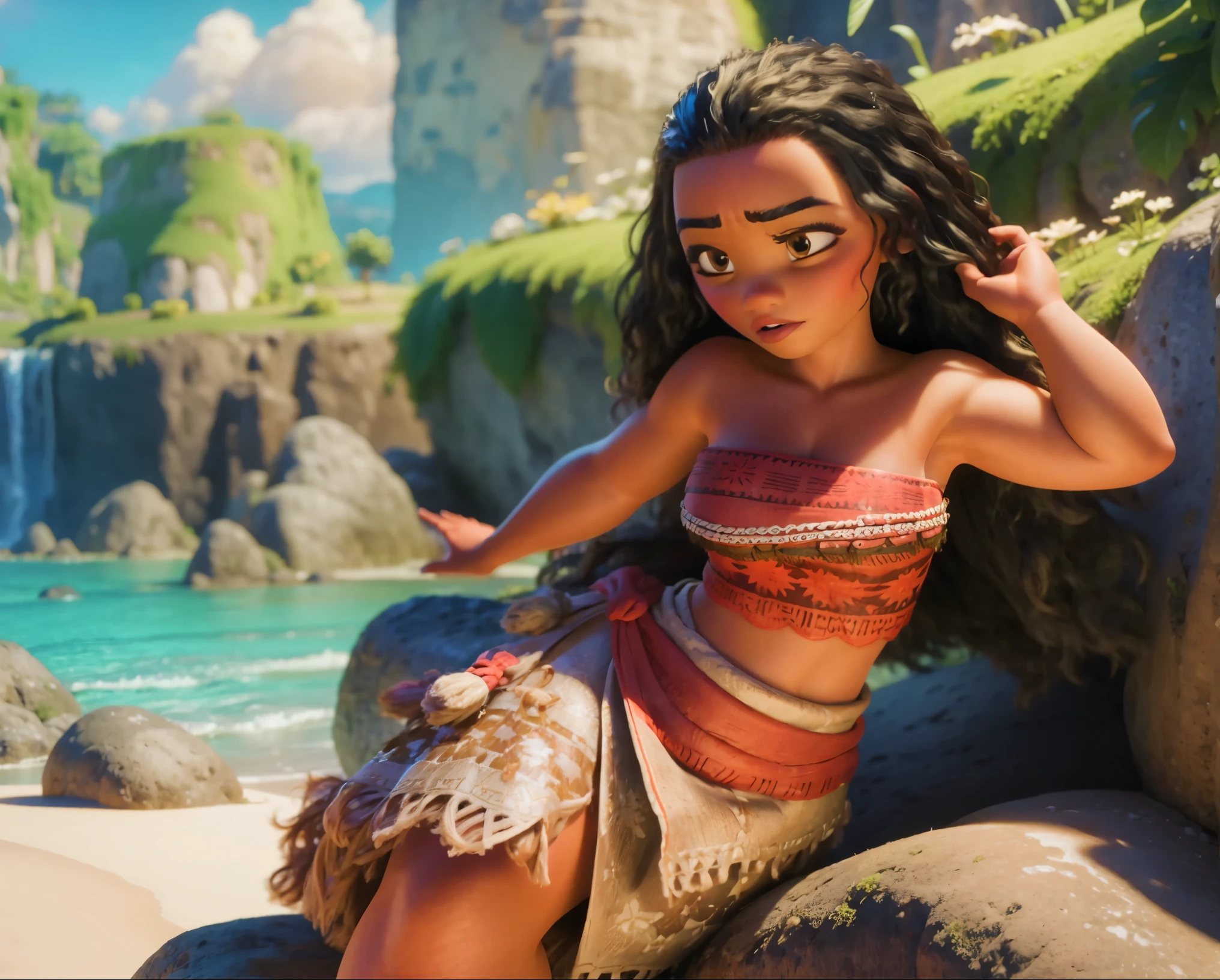 Moana ohne Kleidung, nackt, R18, sexy, big , Seduction scene, NSFW, Meisterwerk , high resolution , Anatomisch korrekt,