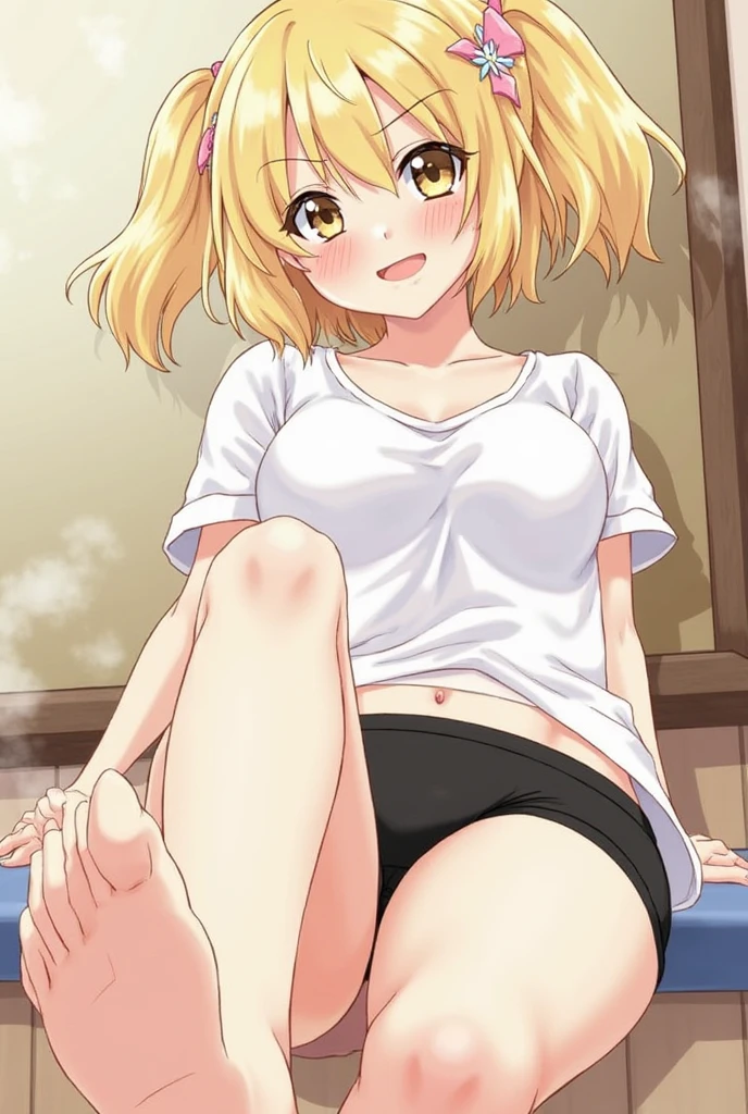 Anime blonde boy, Butt, how, White socks, cute, Dick Out, The penis is visible