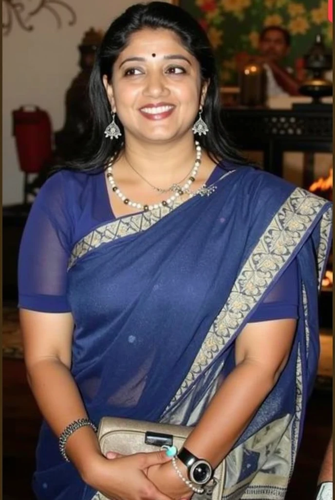  pic of sexy in a blue dress posing for a picture  , chubby cheeks, seductive face ,Cute smile, cute young face, (cinematic:1.3), intricate details, (ArtStation:1.2), 50 years old women, ,  close up half body shot,  mid - 3 0 s, mid-30s, upper body close up