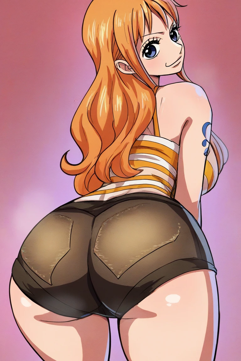 Nami from one piece naked lying on all fours facing the camera sitting on a rubber penis, delicious, big-ass, big thighs, thick rubber penis inside her pussy, she loves a thick rubber penis inside her pussy, having sex with a rubber penis, she sticking his penis inside her pussy and cumming a lot, she making a naughty face