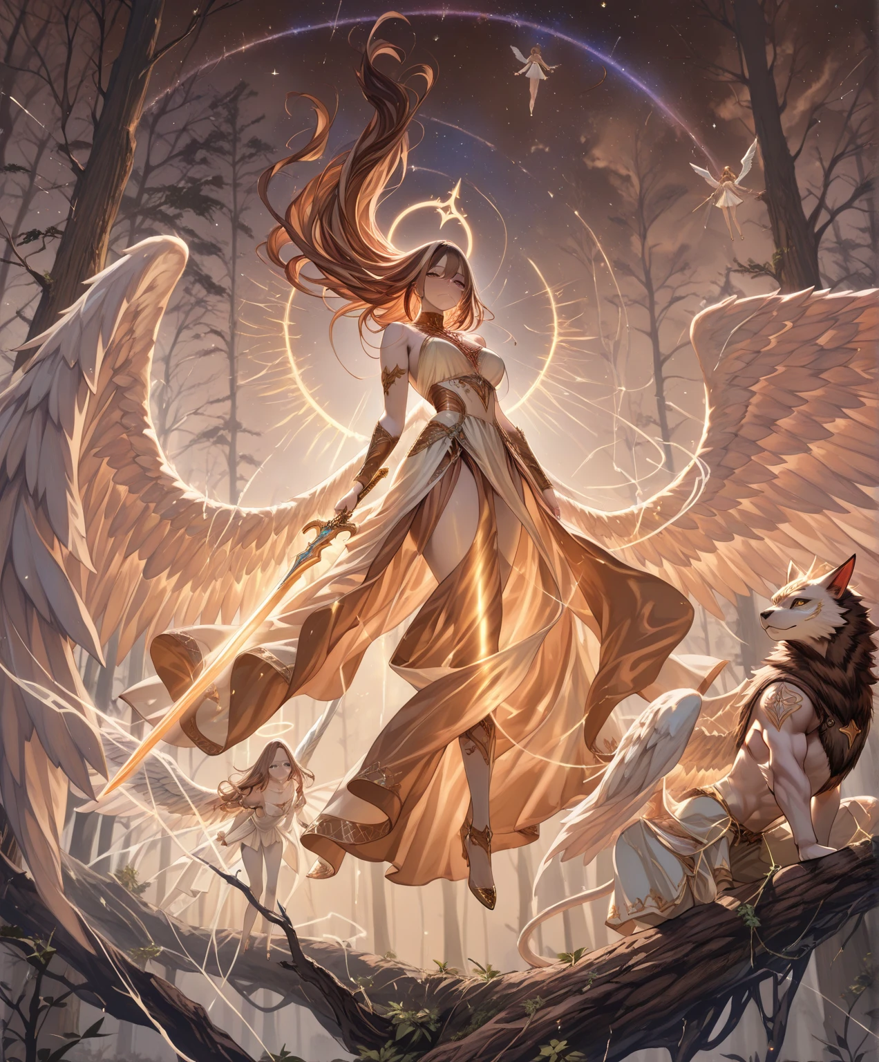 ((highest quality)),(Ultra-high resolution),(Super detailed new),(Detailed Description),((The best CG)),(A masterpiece),Ultra-detailed art,A wonderful new art form,(Fantasy art with intricate detail:1.5), (Female angels:1.4), burn, Eyes glowing with anger, 