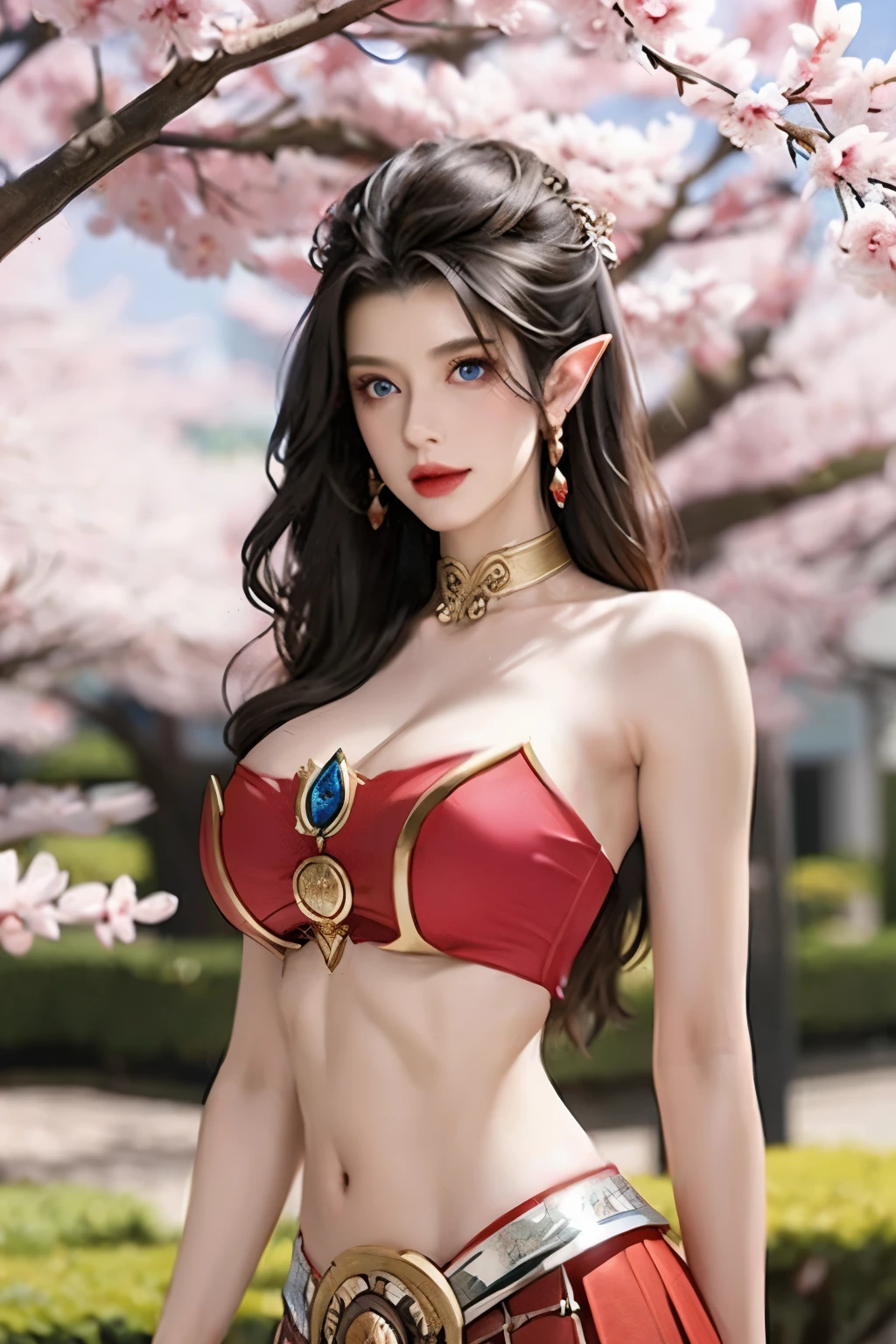 (((Full and soft breasts,)))(((Huge breasts))) (((Cleavage))) (Perfect curvy figure), Arapei, wearing a blue and white dress, stands in the water, Anime girl walking on water, closeup fantasy with water magic, Azur route style, Popular on cgstation, Anime Girl Cosplay, Seraphina Ali KDA, Ink art animation , Popular on cgstation内容, realistic water, Water daffodil, WLOP 和 Sakimichan