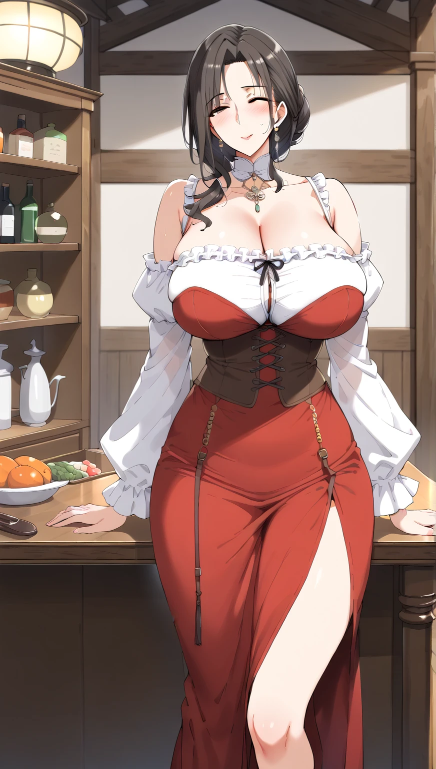 Masterpiece、Highest quality、Highest quality, (long and thin legs, shoes:1.2), 1 girl, (smile、Open your mouth大笑い:1.2), Cute eyes, (Detailed face:1.3)、Open your mouth, The whole face turns red, Oversized breasts, Big and ample breasts, (Straight bangs, Twin tails), White maid outfit、(Bust is micro bikini:1.1)、Side bust、Underbust、belly button、Walking through the mansion'corridor、nsfw、shoes下