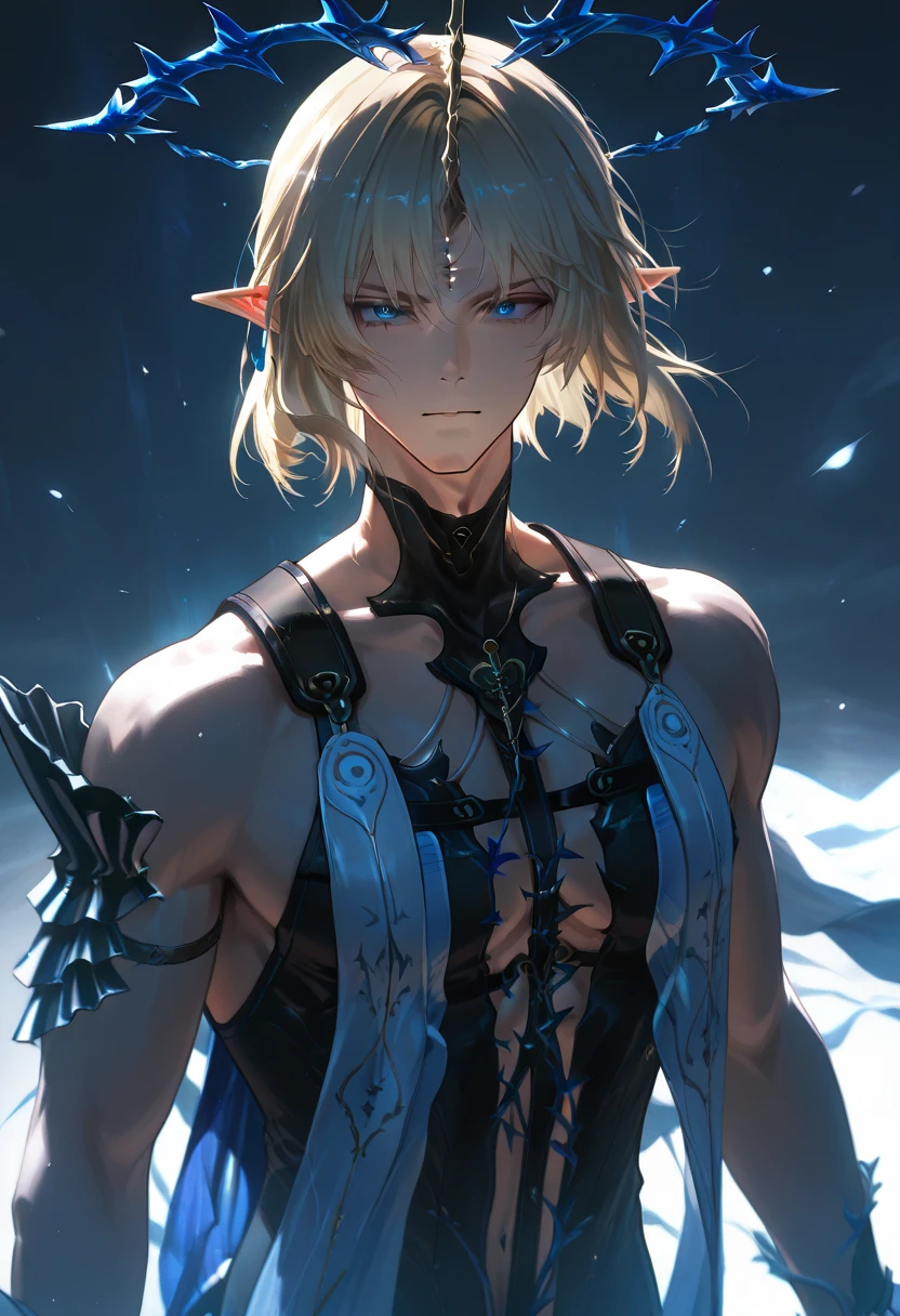 (best qualtiy,tmasterpiece:1.2),(realisticlying,photo-realistic:1.3),holding a umbrella,(1 boy),(Shirtless),looking at viewert,Clear detail,Detailed body,(20 year old boy),Nice face,looking at viewert,white skinned
(Elaborate Eyes),(white backgrounid:1.3),kal'tsit_\(arknight\),Dragon horn headdress,Exotic,white blindfold,animal_ears,独奏,animal_ear_fluff,Wrist watch,Pan-blue silver hair,Black eyes,M bangs,are standing,Straight,looking at viewert,facing up,Be red in the face