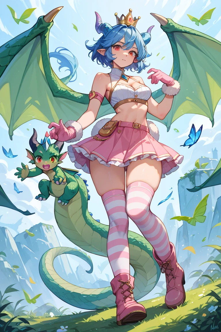 Scale is a pink-and-blue girl lizard with a pink tongue and legs, a blue , orchid spots, and orange cheeks. SPARKLE; GLITTER.