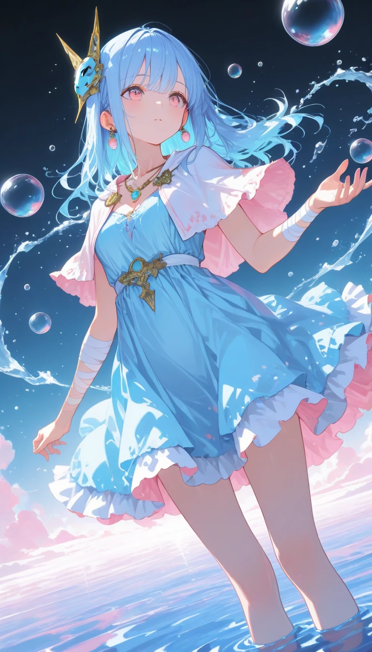 She is a  aquamarine  with a light teal dorsal fin. She wears a light purple dress and red shoes. In her older appearances, she had no bags under eyes, her eyes were larger and more sideways oval-shaped, had a more pointed head, had smaller breasts, and lacked shoes. SPARKLE; GLITTER