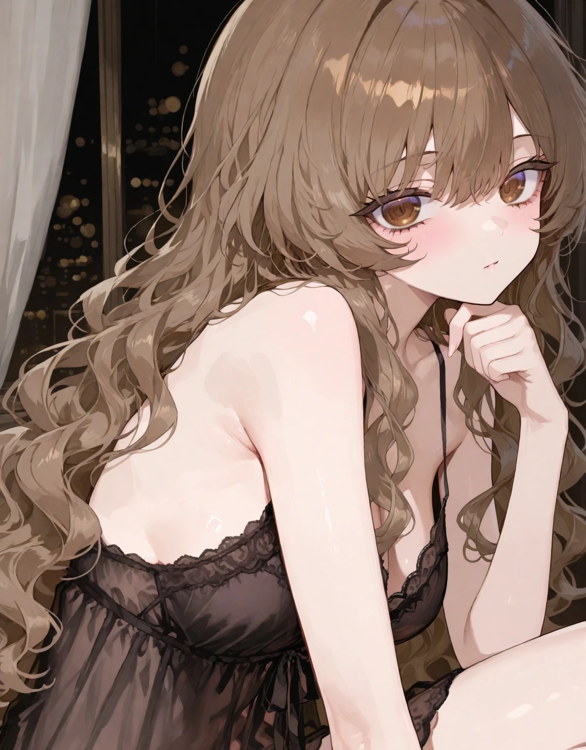 (masterpiece, best quality), intricate details,
1girl, <lora:Kiara-LoCon32V2:0.8> tenchou,
<lora:BlackNightgownLila:0.8> black nightgown, nipple slip, medium breasts,
