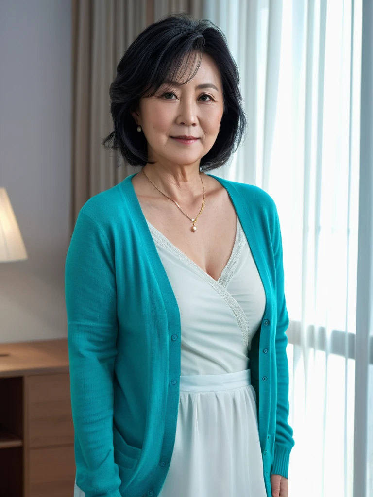 Old woman,asian,smiled, Half-length photo, magazine style