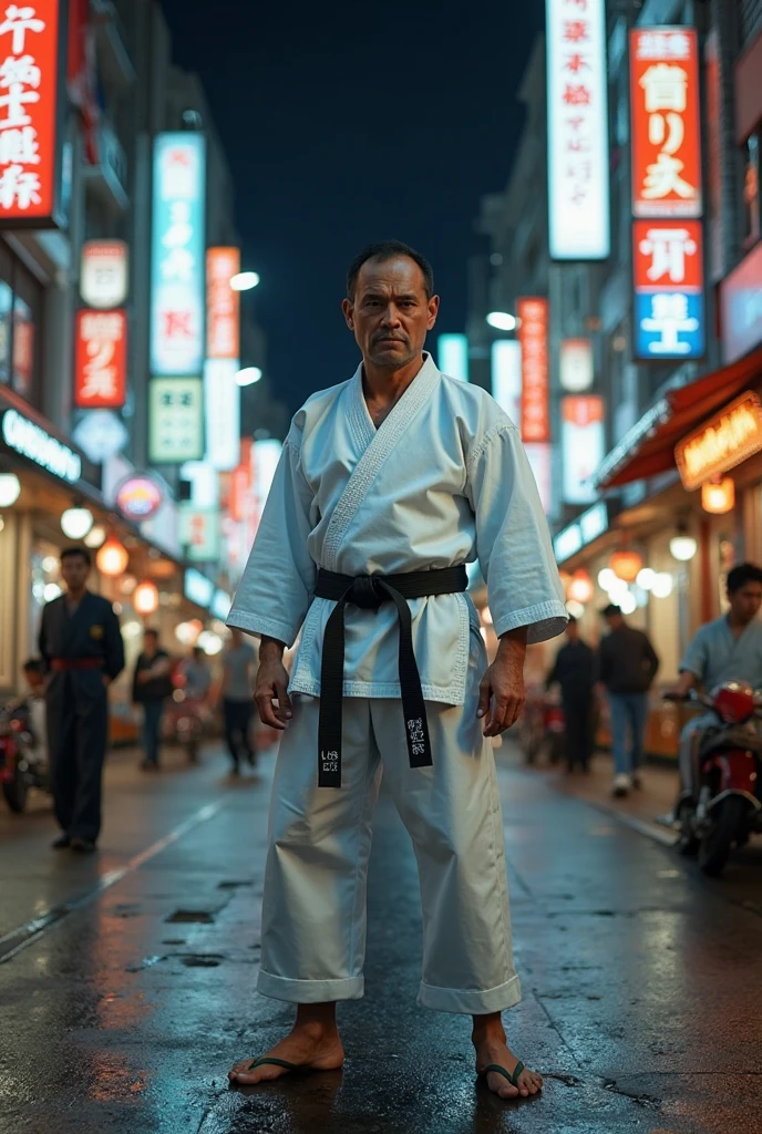 high quality,masterpiece, 1 person,cowboy shot,Late night in the park,dim sky,Front view, (looking at the viewer,60歳male性、male,Bald,Japanese,coat over naked,coat lift, white fundoshi,sweat vapor,expression of agony,can ),muscular butt,No women