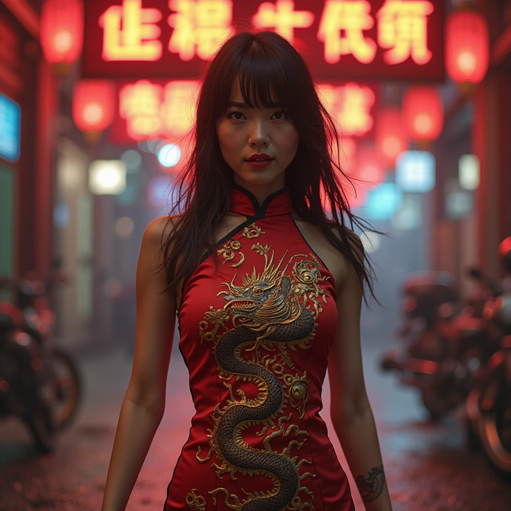 Half-length portrait:1.3,Wearing(Tight cheongsam:1.7)Beautiful woman,Ideal proportions,Full breasts,Slim waist,Plump buttocks,White skin,Surrounded by accessories,In a crowded Chinese restaurant,(Best quality,4K,8k,high resolution,masterpiece:1.2),Ultra Detailed,(lifelike,Photo-like lifelike,Photo-like lifelike:1.37),Delicate eyes,Delicate lips,Extremely detailed face,Long eyelashes,Intricate details,Gorgeous accessories,Gorgeous decoration,Warm Lights,Vibrant colors,Dramatic lighting,Atmospheric,Movie-like,Award-winning photography