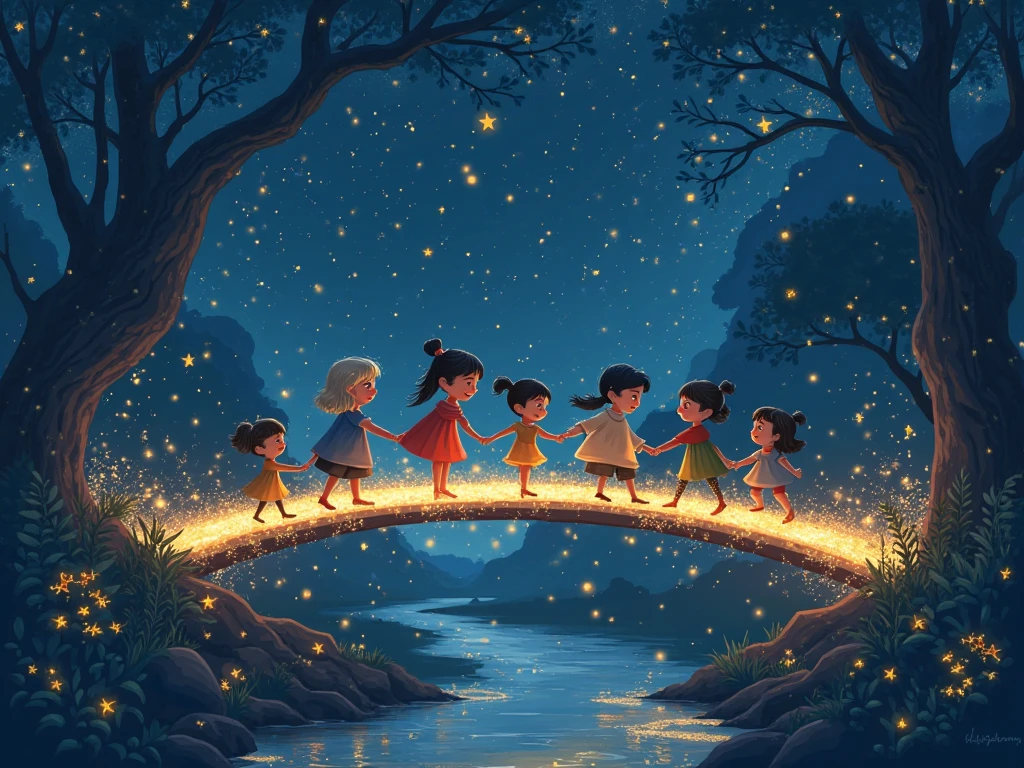 Children in a circle playing with time