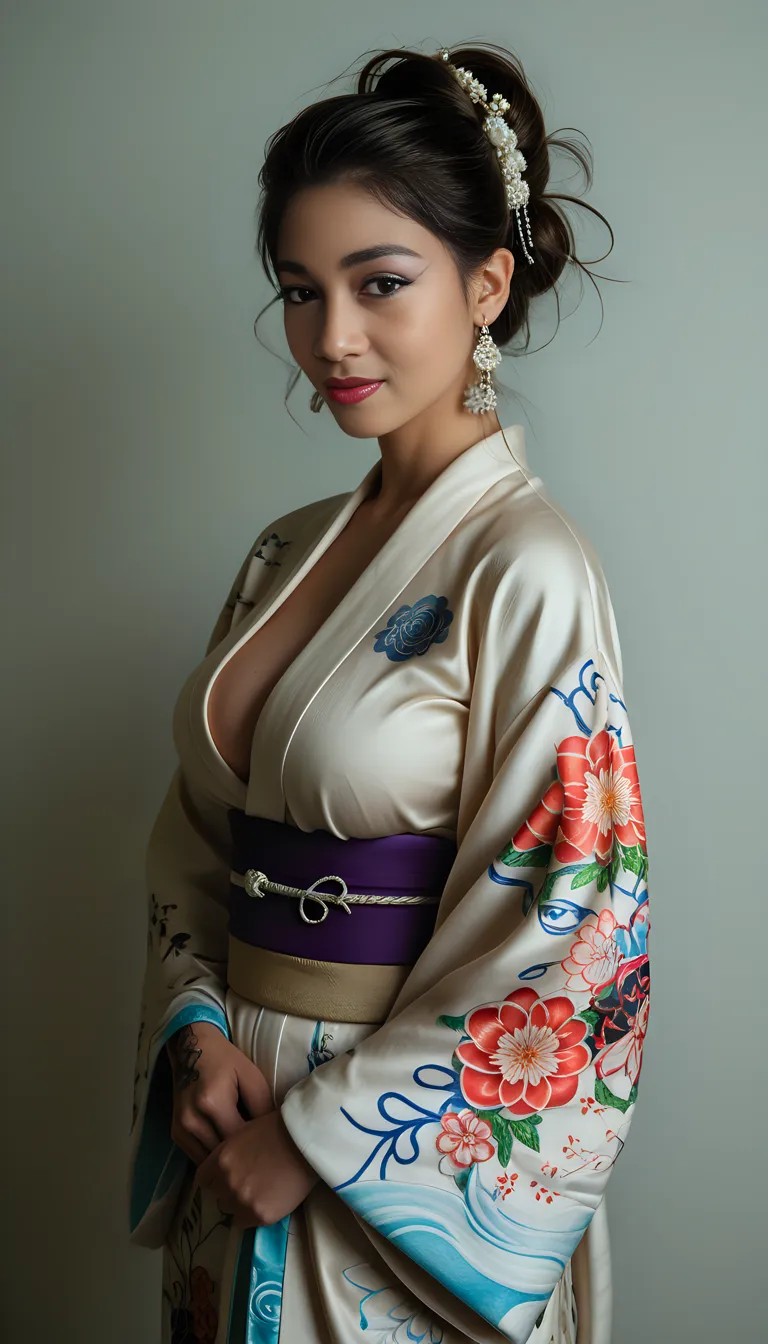 (8k,Ultra-high resolution,Highest quality,masterpiece,Realistic,Ultra-high resolution,High-quality RAW color photos,Professional photos,Realistic,Realistic),Natural skin texture,Fine skin,Hyperrealism,Intricate details,Adult women,Eye highlights,Glossy Lips,(Cute smile,Semi-long hair,Dark blonde hair,bangs),((gigantic breast,Big Breasts)),((((Light blue yukata with floral pattern,geta)))),(((Night Sky,Summer festival,firework,crowd)))Warm lighting,See-through nipples