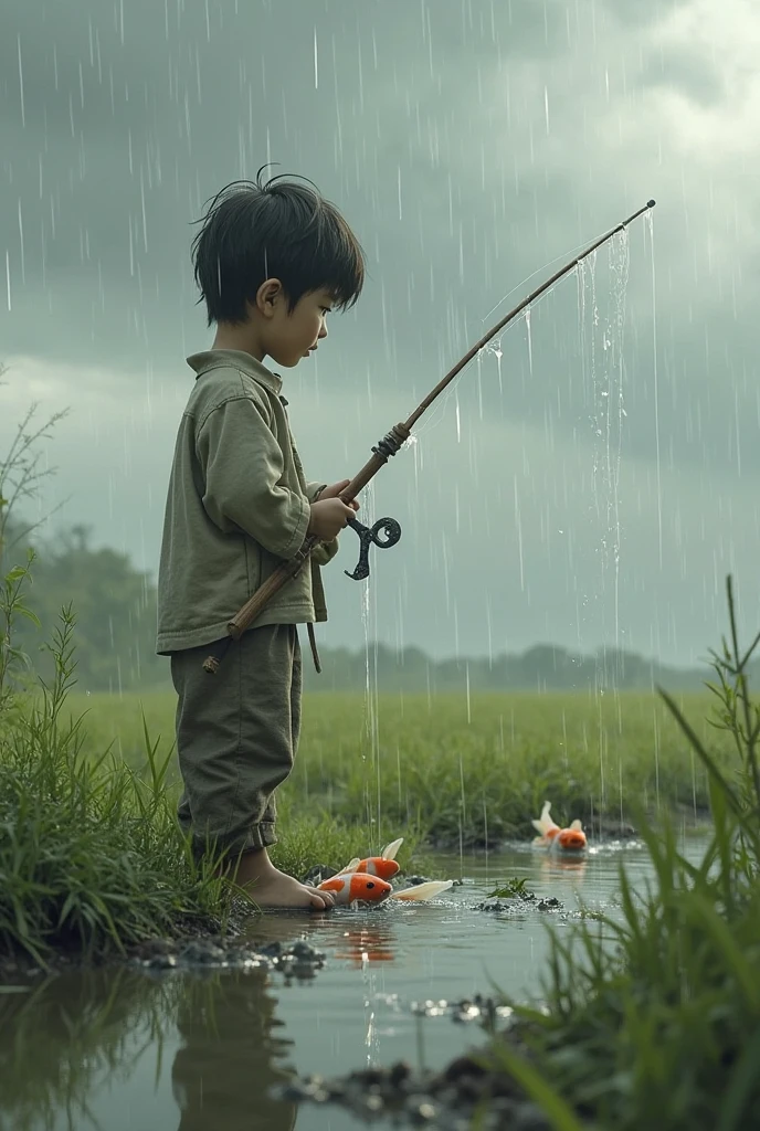 little boy fishing