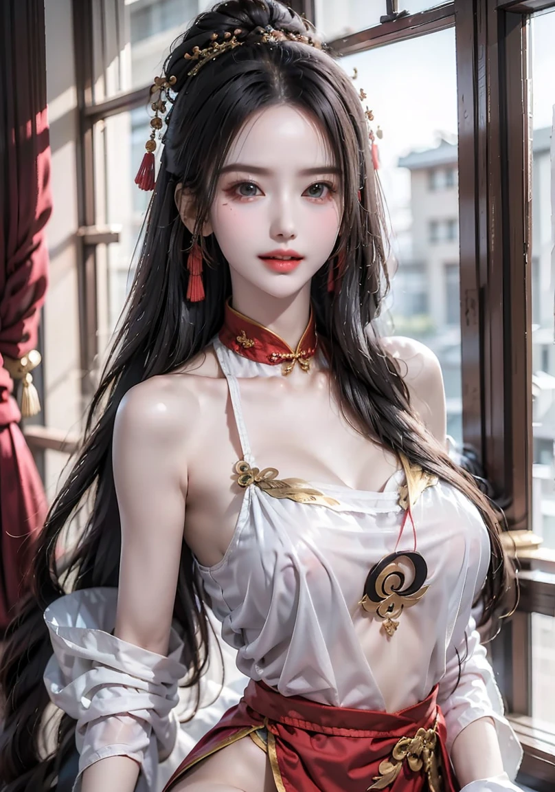 Beautiful woman with perfect body：1.4，Layered Hairstyle，Prominent cleavage，Highly detailed face and skin textures，Double eyelids，Skin Whitening，Long hair，Whitened long legs，coat