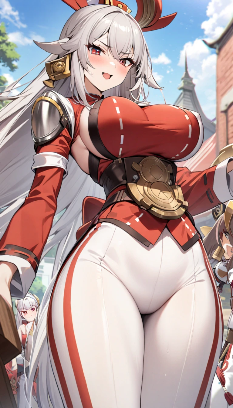 Raphtalia, NSFW, gigantic breasts, in rain, racoon tail, racoon girl, from below, open legs,