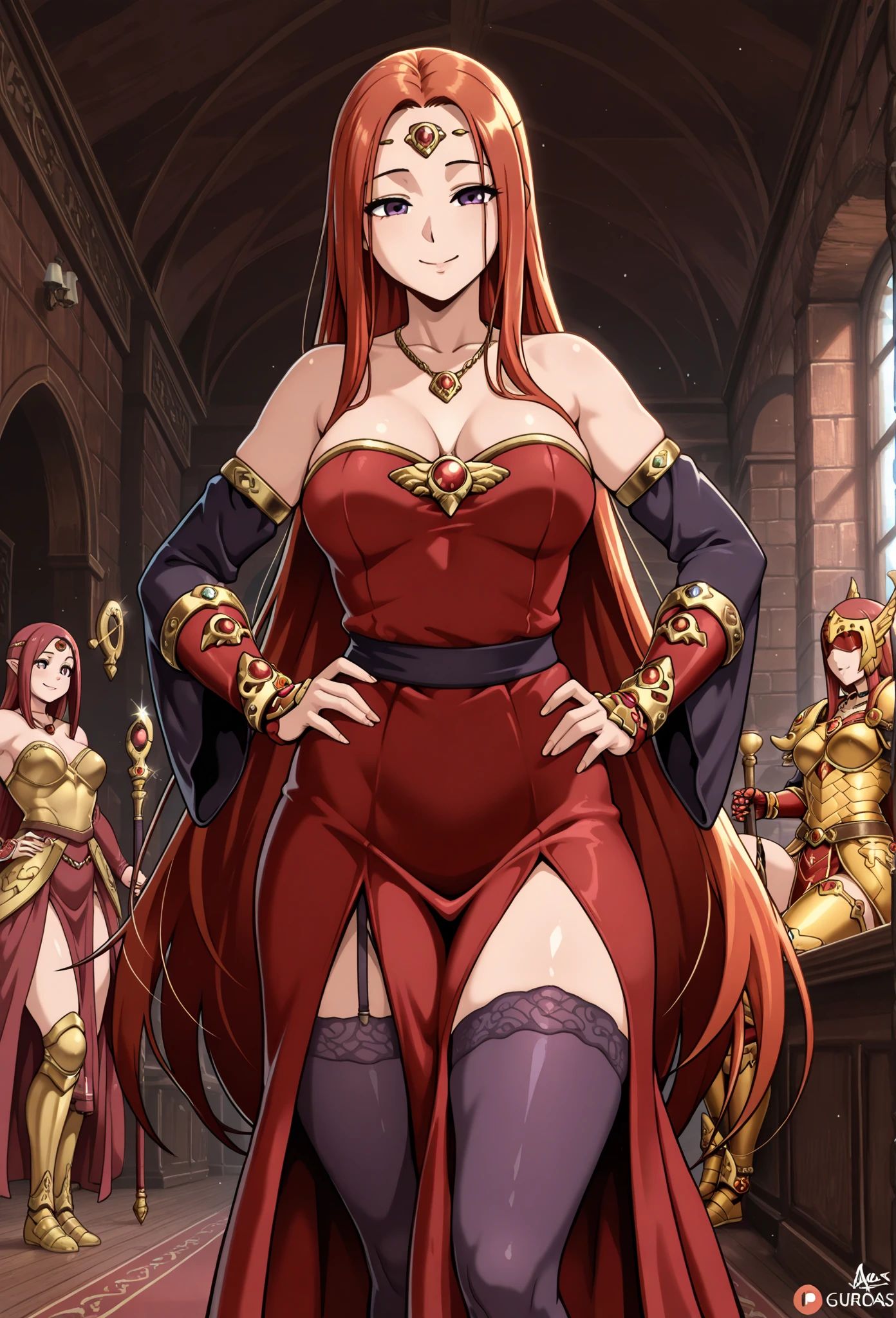 bitch medium breasts,  red hair, beautiful face, green eyes, evil smile, blush, lipstick, evil smile, masterpiece, best quality, highly detailed, breasts, nude,
thighs, spread legs, nipples, parted lips, ,pose , evil smile, smile, (nsfw) not safe for work, lipstick ,
pussy, royal bedroom, standing, holding a sword, sword, 