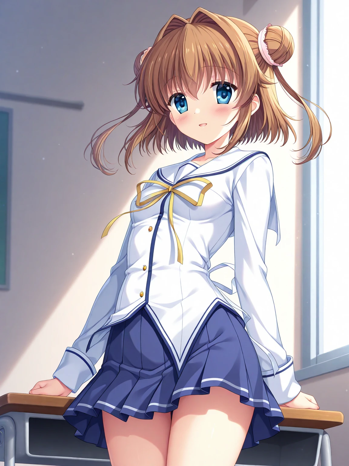 1girl,
<lora:sdxl-boldline:-1>,
<lora:sdxl2-flat2-512b:-1>
indoor,
cowboy shot,
detail background,
dynamic pose,
seductive smile,
Posing as if throwing a frisbee,
hand on own cheek,
BREAK,
<lora:yoakena_A3_XL_V1_0-000010:0.8>,
yoakena, asagiri mai, brown hair, short hair, hair ribbon, twintails, green eyes,
school uniform,bow, pleated skirt,serafuku,bowtie, blue skirt, white shirt, short sleeves, zettai ryouiki,white thighhighs,plaid skirt,